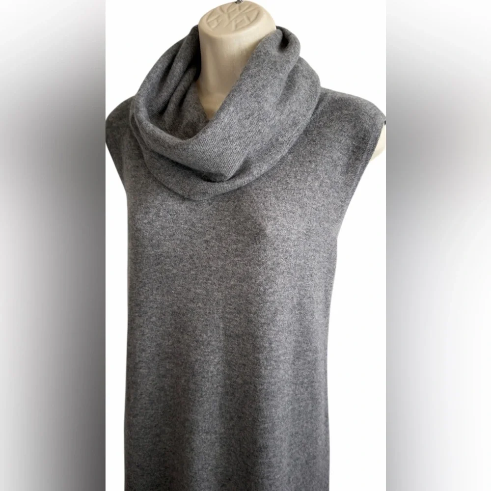 Ralph Lauren Silk Cashmere Cowl Neck Sleeveless Gray Midi Sweater Dress Size XL - Picture 10 of 10